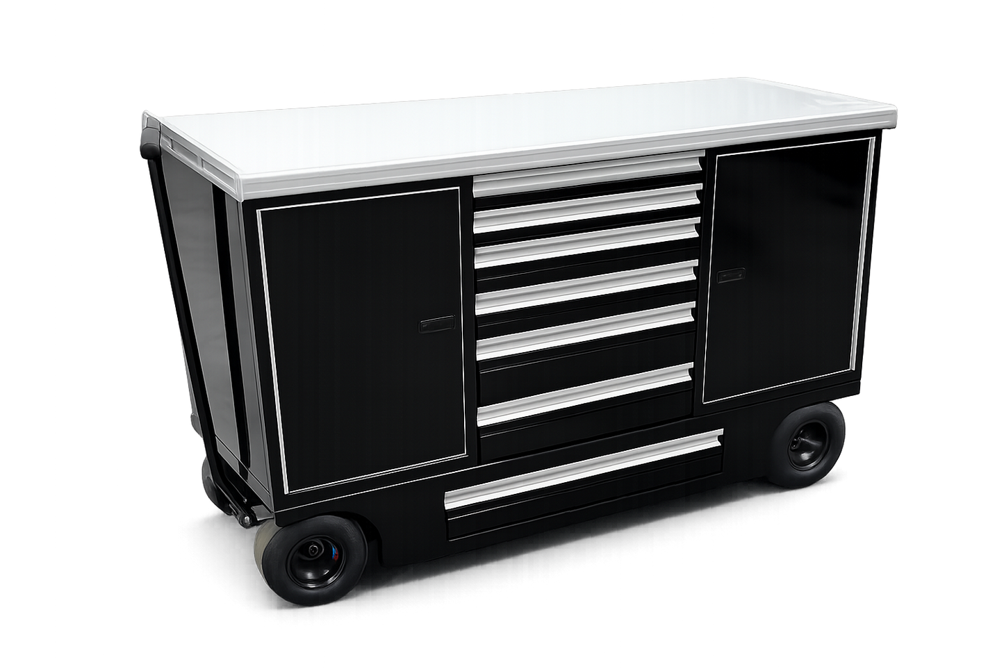 60" Aluminum Pit Cart 6 Drawer with Belly - Black