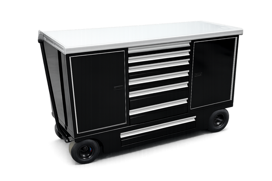 60" Aluminum Pit Cart 6 Drawer with Belly - Black